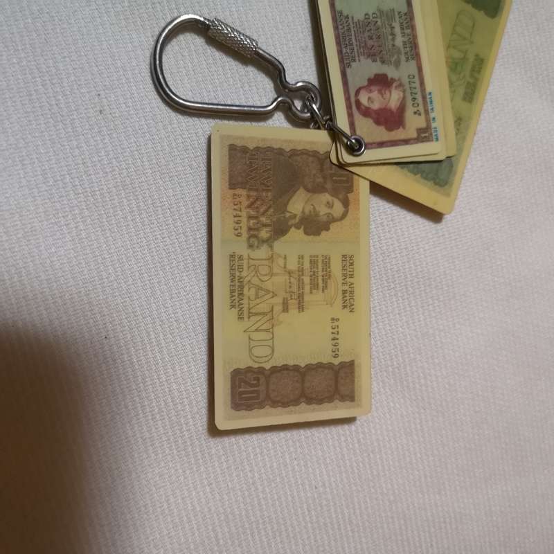 Vintage Keyring South African Banknotes Keychain