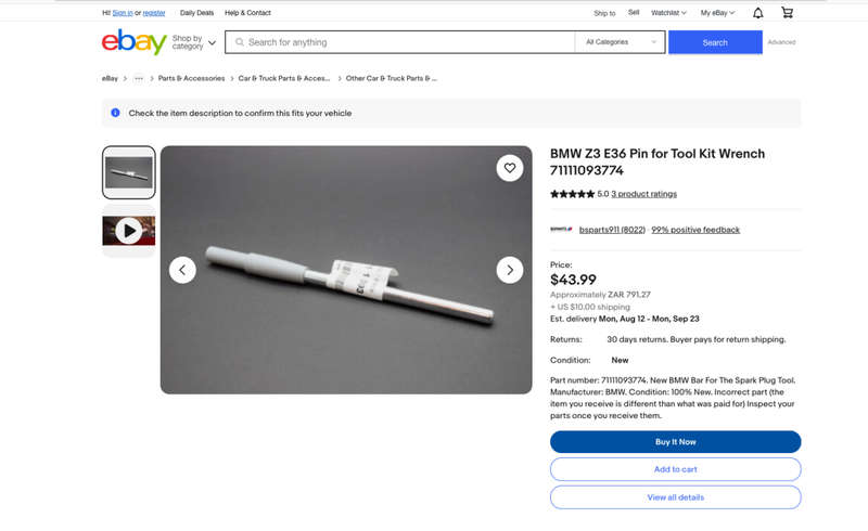 BMW Wheel Pin/ Spark plug wrench lever in Trunk Tool Kit 80s till 2003.