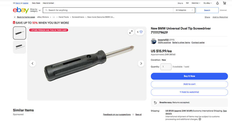 BMW Screwdriver multi tool  2010 to 2023-E9X F30 E39 E60 and more. Trunk Tool