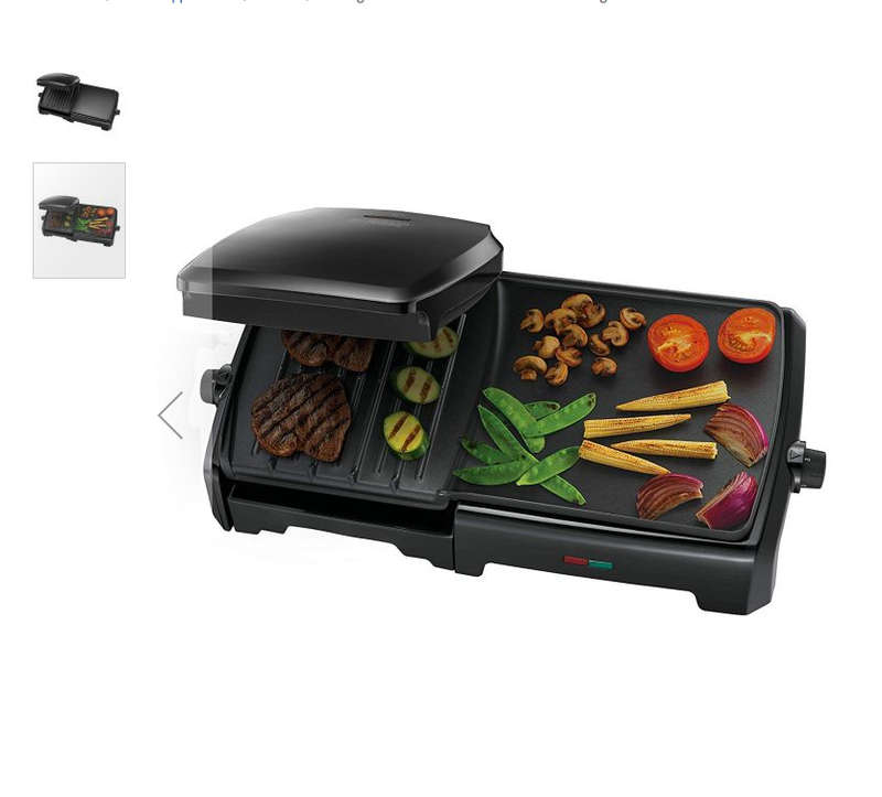 George Foreman Entertaining Grill & Griddle- Removes up to 42% Of Fat- New