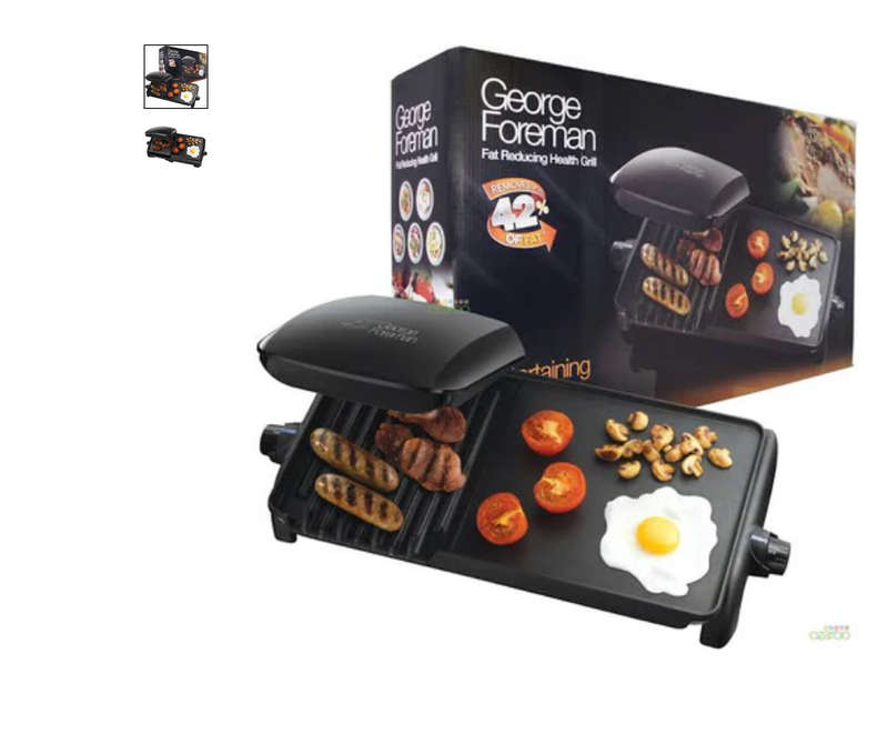 George Foreman Entertaining Grill & Griddle- Removes up to 42% Of Fat- New