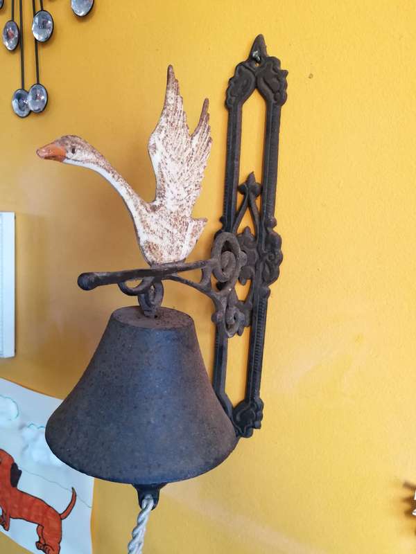 Cast Iron Door Bell with Goose French Vintage Cottage Bell. RARE