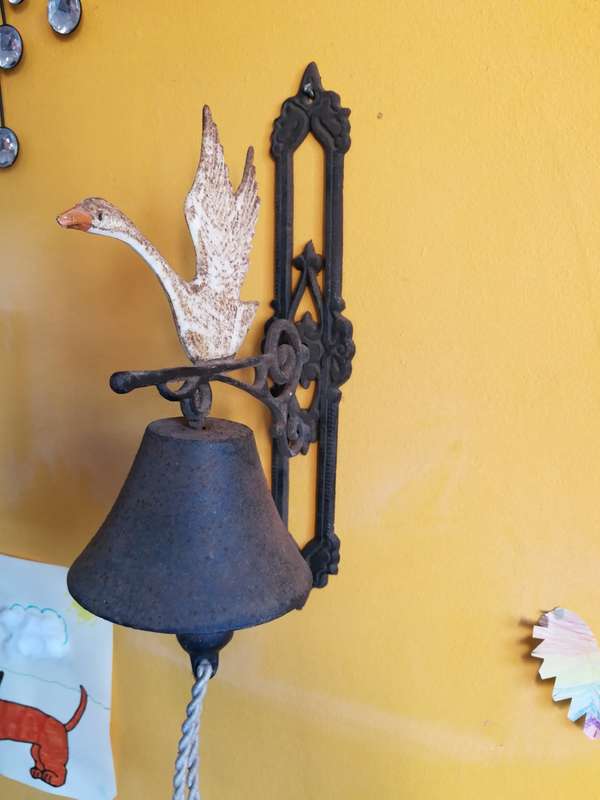 Cast Iron Door Bell with Goose French Vintage Cottage Bell. RARE