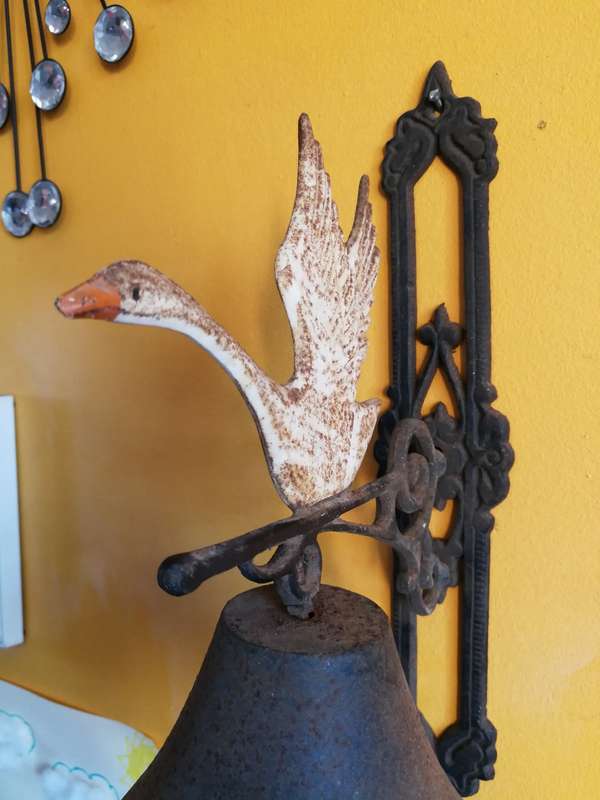 Cast Iron Door Bell with Goose French Vintage Cottage Bell. RARE