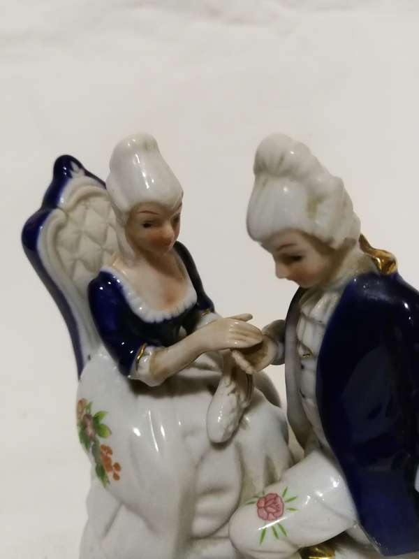 Vintage Colonial Victorian Man Woman Porcelain- Handmade & Handpainted