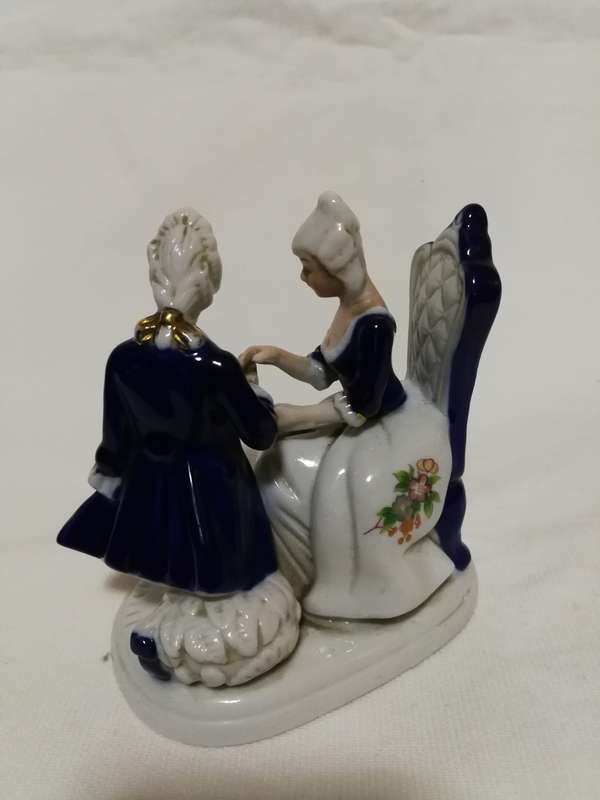 Vintage Colonial Victorian Man Woman Porcelain- Handmade & Handpainted