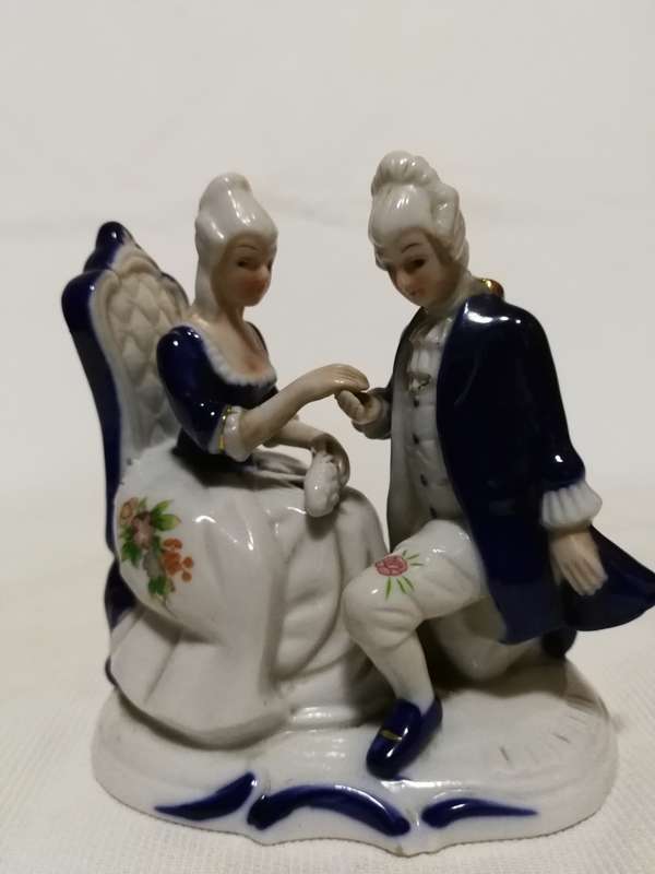 Vintage Colonial Victorian Man Woman Porcelain- Handmade & Handpainted