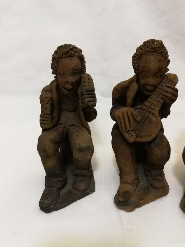 Zambian Baked Clay. Terracotta African Quartet Artwork- Vintage