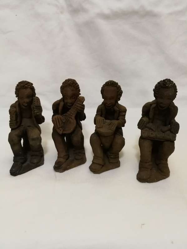 Zambian Baked Clay. Terracotta African Quartet Artwork- Vintage