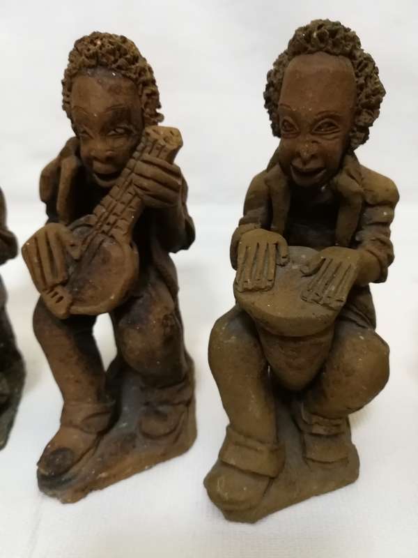 Zambian Baked Clay. Terracotta African Quartet Artwork- Vintage