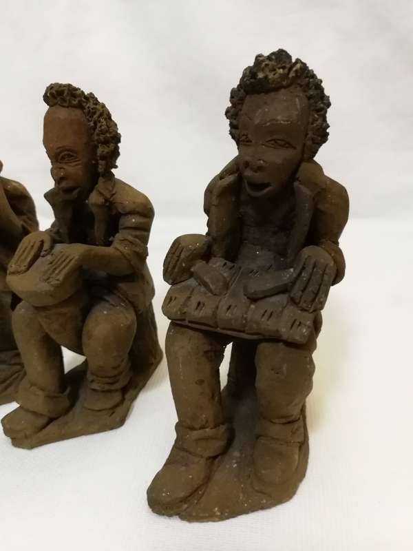 Zambian Baked Clay. Terracotta African Quartet Artwork- Vintage