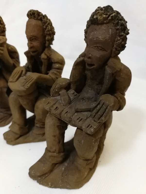 Zambian Baked Clay. Terracotta African Quartet Artwork- Vintage