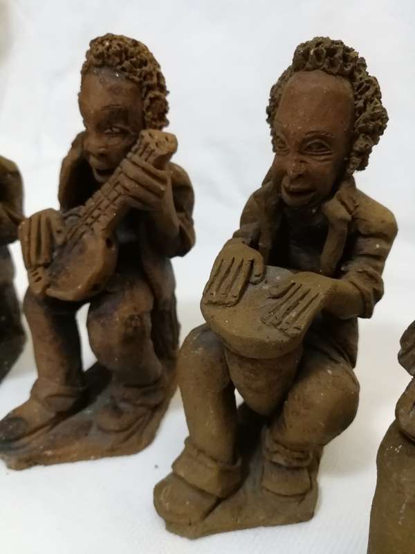 Zambian Baked Clay. Terracotta African Quartet Artwork- Vintage