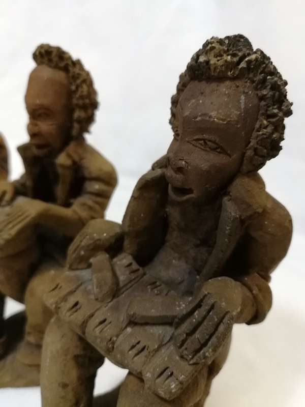 Zambian Baked Clay. Terracotta African Quartet Artwork- Vintage