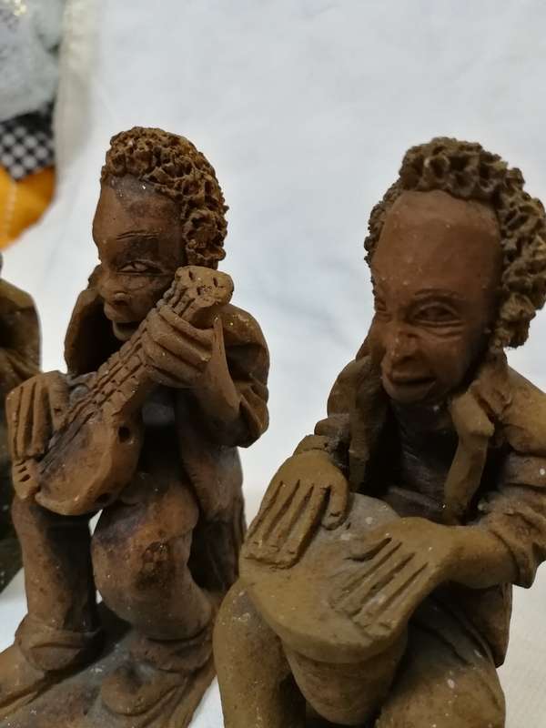 Zambian Baked Clay. Terracotta African Quartet Artwork- Vintage