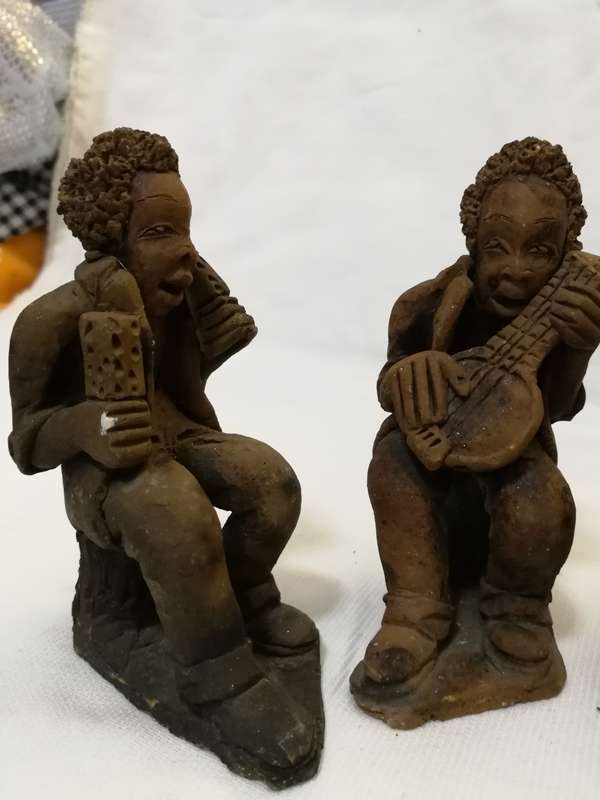 Zambian Baked Clay. Terracotta African Quartet Artwork- Vintage