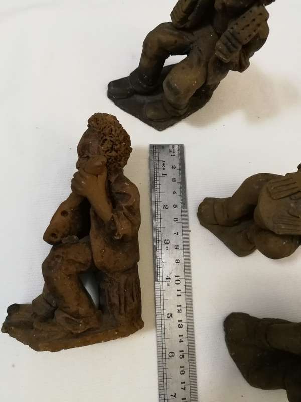 Zambian Baked Clay. Terracotta African Quartet Artwork- Vintage