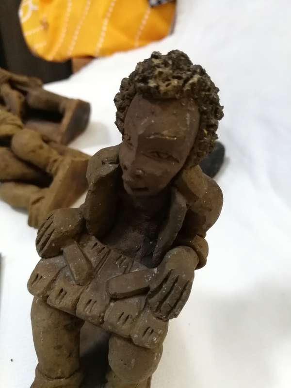 Zambian Baked Clay. Terracotta African Quartet Artwork- Vintage