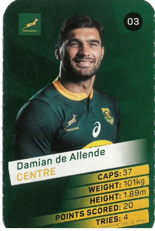 Pick n Pay Rugby Cards Damian de Allende no3