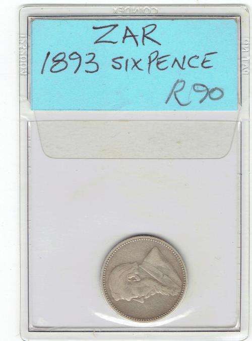 ZAR 1893 SIXPENCE