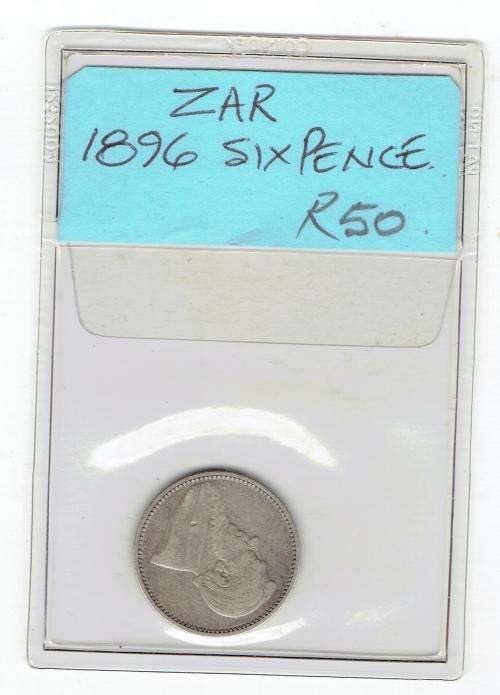 ZAR 1896 SIXPENCE