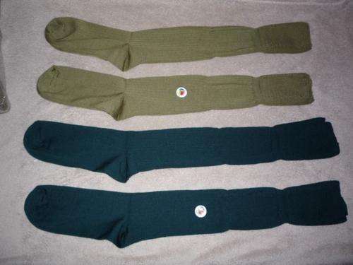 SOCKS / DARK GREEN AND KHAKI LONG / VARIOUS SIZES / R12.00 PER PAIR