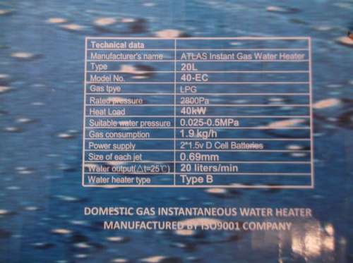 ATLAS 20 LITRE GAS GEYSER