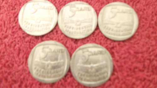 COINS : SOUTH AFRICAN R5  PRESIDENTIAL INAUGURATION 1994  ( 5 COINS )