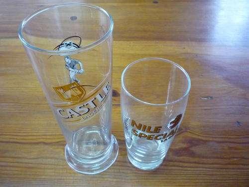 BEER GLASSES : CASTLE DRAUGHT AND NILE SPECIAL LAGER