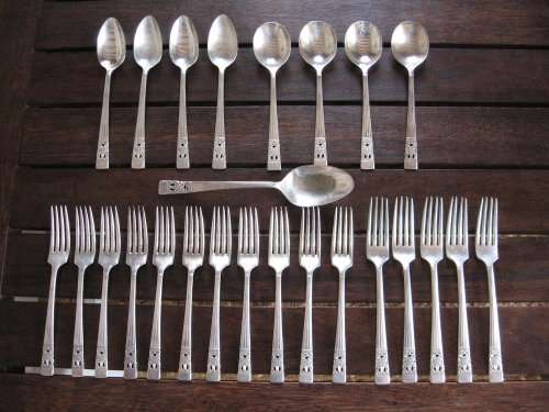 SILVER PLATED PARTIAL FORK AND SPOON SET