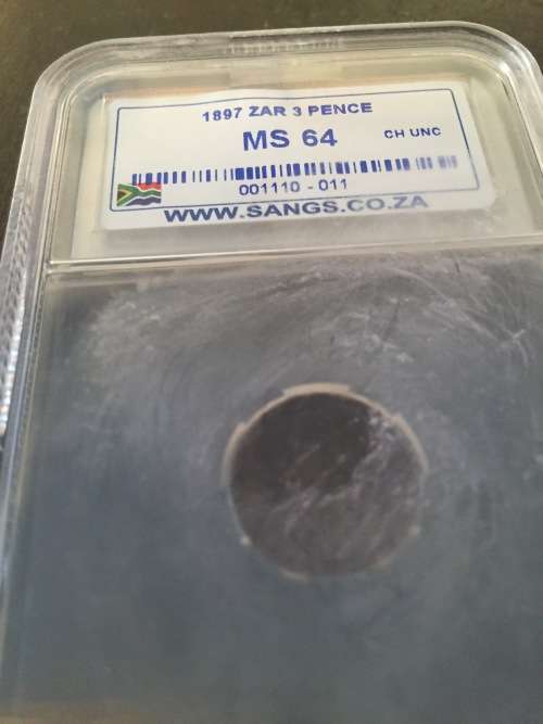 1897 3d MS 64 (Capsule damaged,Coin perfect)