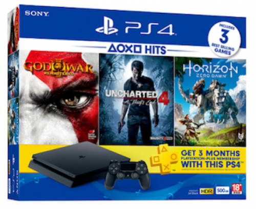PS4 500gb, 2xcontrollers+10 games