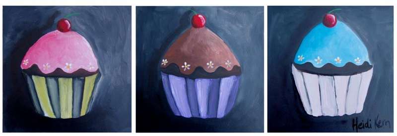 Original Painting - Cupcake Carnival - by SA artist Heidi Kern