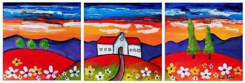 ** Daisy Fields** 20cm x 60cm - by SA artist Heidi Kern