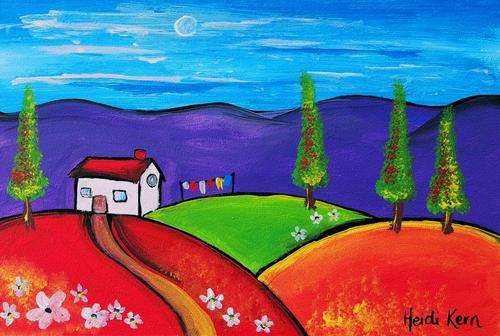 **Washing Day** 20cm x 30cm - by SA artist Heidi Kern