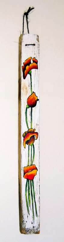 Poppies 2 - 69cm x 7cm - by SA artist Heidi Kern