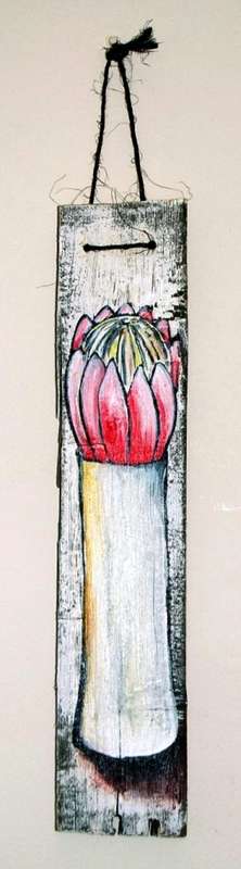 Proteas 1 - 42cm x 9cm - by SA artist Heidi Kern