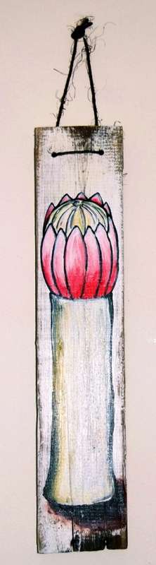 Proteas 2 - 42cm x 9cm - by SA artist Heidi Kern
