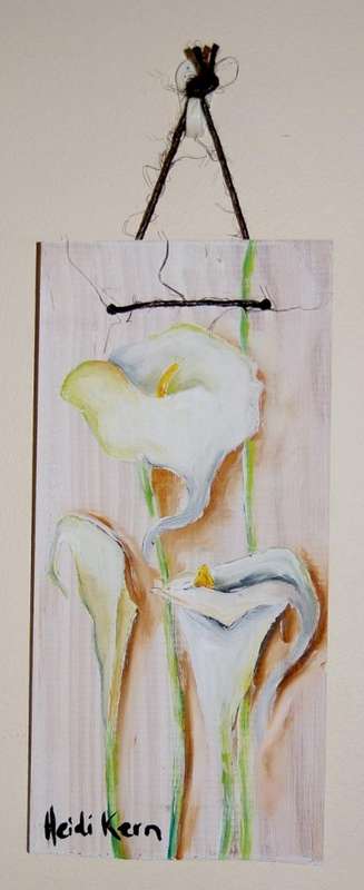 Arums  - 30cm x 15cm x 1cm - by SA artist Heidi Kern