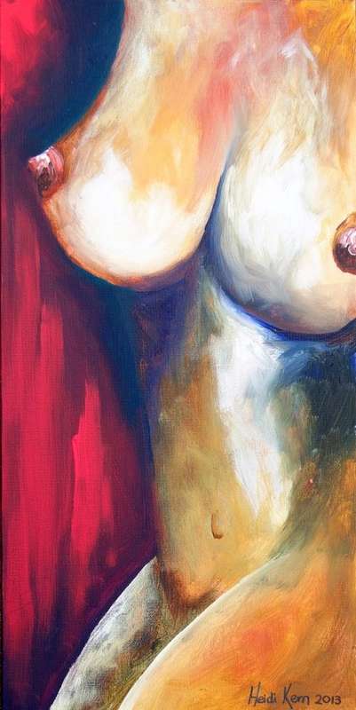 From the Shadows (nude painting) - 50.8 x 25.4cm - by SA artist Heidi Kern