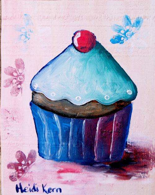 Cupcake Love  - 28.5cm x 22.5cm x 2cm - by SA artist Heidi Kern
