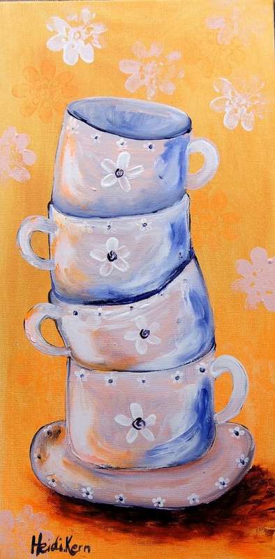 Dancing Cups - 50.8 x 25.4cm - by SA artist Heidi Kern