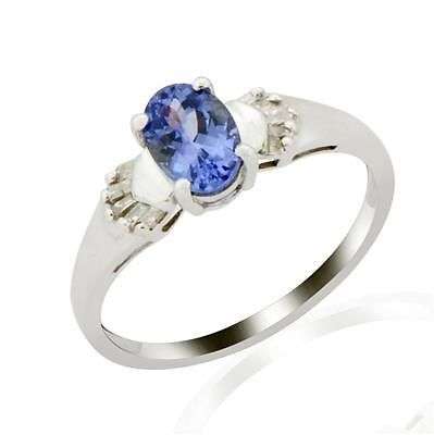 tanzanite and diamond white gold ring *read description*
