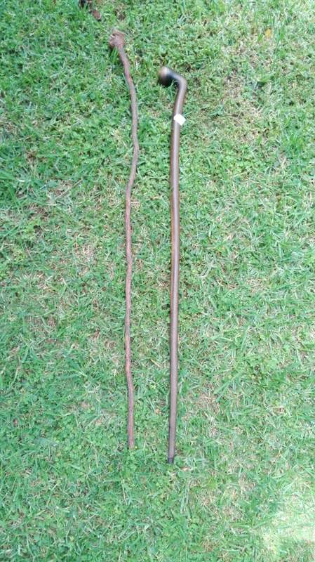 2 wooden walking sticks