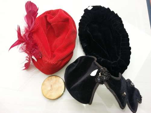 vintage hats and powder puff