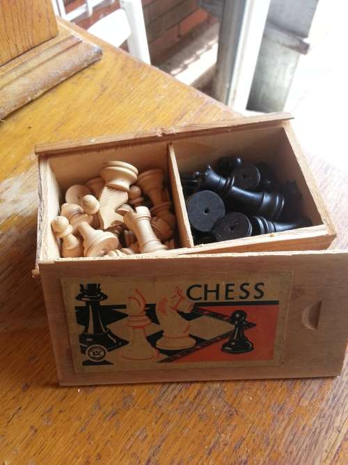 OLD WOODEN CHESS PIECES