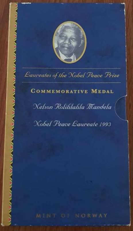 Nelson Mandela NOBEL PEACE LAUREATE 1993 COMMEMORATIVE MEDAL on Auction Now!!!