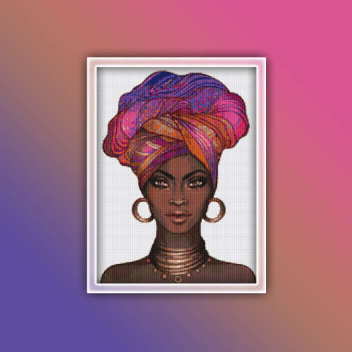African Woman 1 Cross Stitch Pattern PDF - Watercolor Cross Stitch Pattern