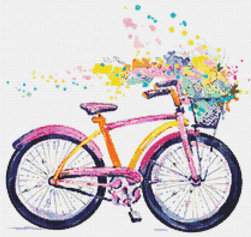 Bicycle 1 Cross Stitch Pattern PDF - Watercolor Cross Stitch Pattern