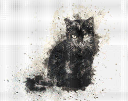 Black Cat Cross Stitch Pattern PDF - Watercolor Cross Stitch Pattern